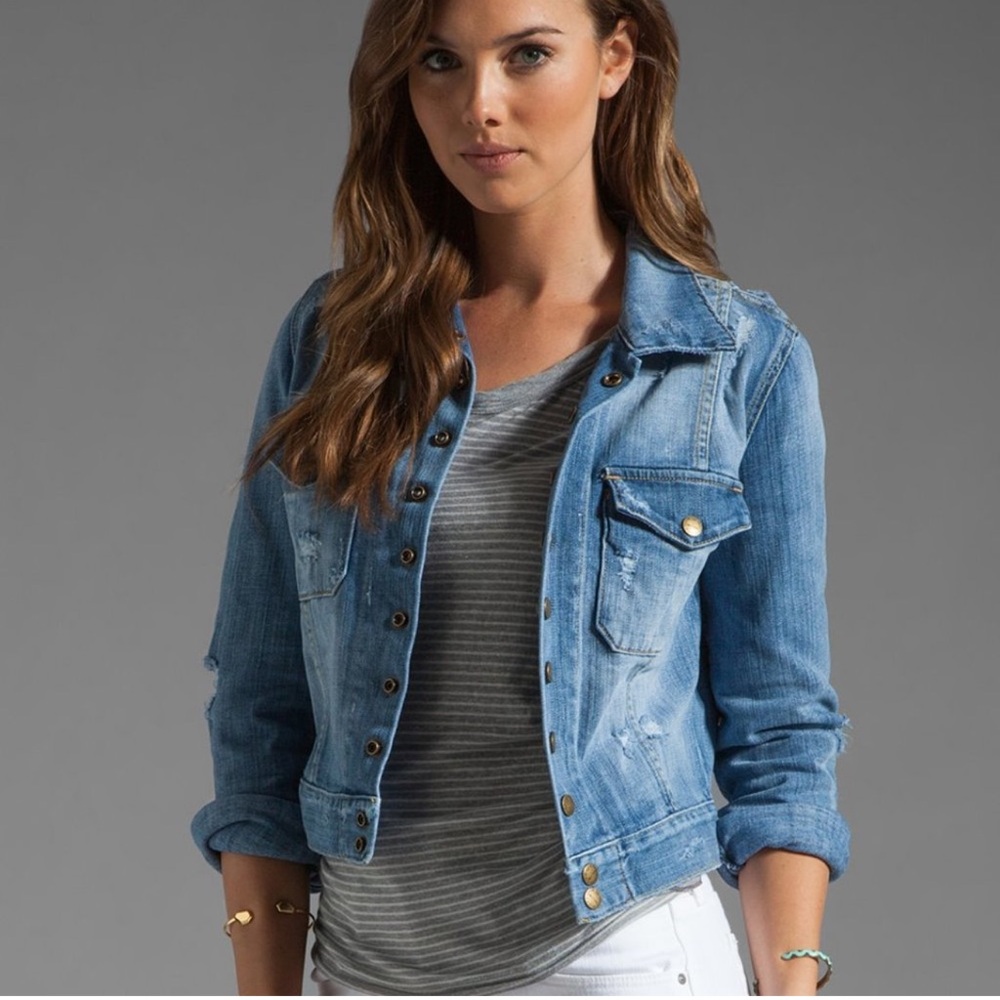 Current/Elliott Revolve Snap Jacket Shredded 0 - image 1